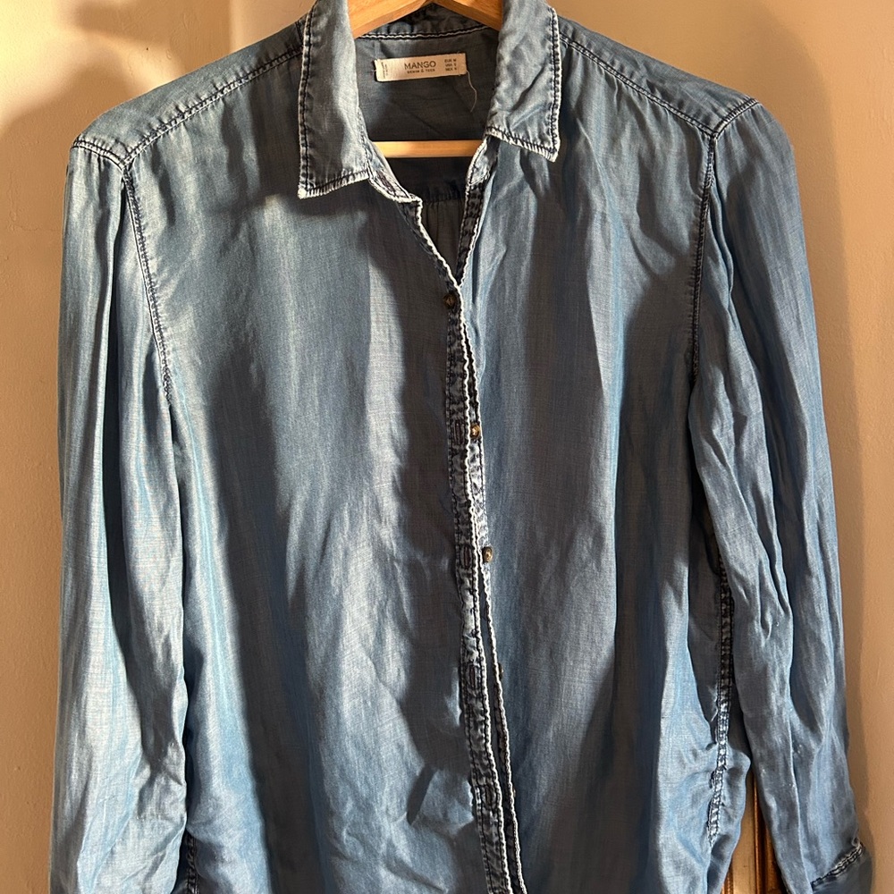 Mango Denim Button-Up Shirt